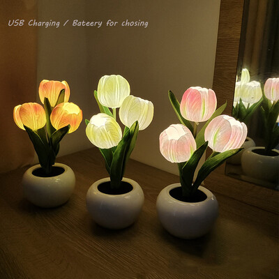 Φωτιστικό LED Tulip Night Simulation Flower Atmosphere Light Επιτραπέζιο Δωμάτιο Διακοσμητικό φωτιστικό Δώρο για φίλη