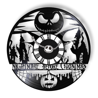 Trick Or Treat Halloweeni õudusunenägu Vinüülplaadiga seinakell kodukino jaoks Filmitoa sisustus Multifilmitegelased Dekoratiivne kell