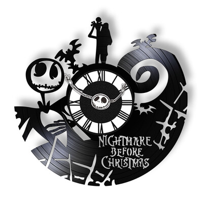 Trick Or Treat Halloweeni õudusunenägu Vinüülplaadiga seinakell kodukino jaoks Filmitoa sisustus Multifilmitegelased Dekoratiivne kell