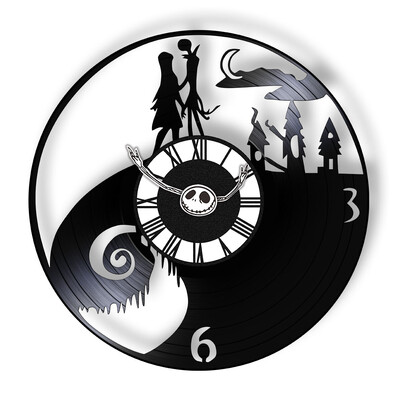 Trick Or Treat Halloweeni õudusunenägu Vinüülplaadiga seinakell kodukino jaoks Filmitoa sisustus Multifilmitegelased Dekoratiivne kell