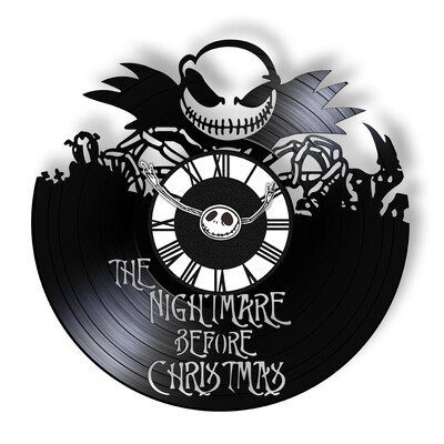 Trick Or Treat Halloweeni õudusunenägu Vinüülplaadiga seinakell kodukino jaoks Filmitoa sisustus Multifilmitegelased Dekoratiivne kell