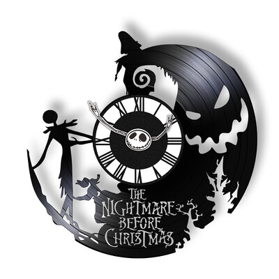 Trick Or Treat Halloweeni õudusunenägu Vinüülplaadiga seinakell kodukino jaoks Filmitoa sisustus Multifilmitegelased Dekoratiivne kell