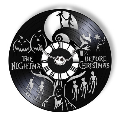 Trick Or Treat Halloweeni õudusunenägu Vinüülplaadiga seinakell kodukino jaoks Filmitoa sisustus Multifilmitegelased Dekoratiivne kell