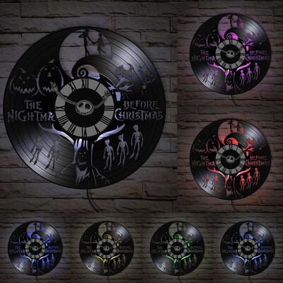 Trick Or Treat Halloweeni õudusunenägu Vinüülplaadiga seinakell kodukino jaoks Filmitoa sisustus Multifilmitegelased Dekoratiivne kell