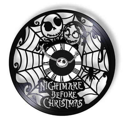 Trick Or Treat Halloweeni õudusunenägu Vinüülplaadiga seinakell kodukino jaoks Filmitoa sisustus Multifilmitegelased Dekoratiivne kell