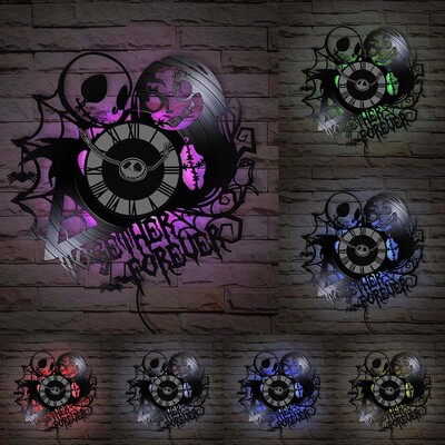 Trick Or Treat Halloweeni õudusunenägu Vinüülplaadiga seinakell kodukino jaoks Filmitoa sisustus Multifilmitegelased Dekoratiivne kell