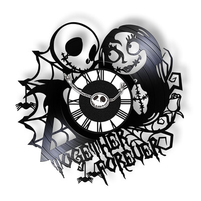 Trick Or Treat Halloweeni õudusunenägu Vinüülplaadiga seinakell kodukino jaoks Filmitoa sisustus Multifilmitegelased Dekoratiivne kell