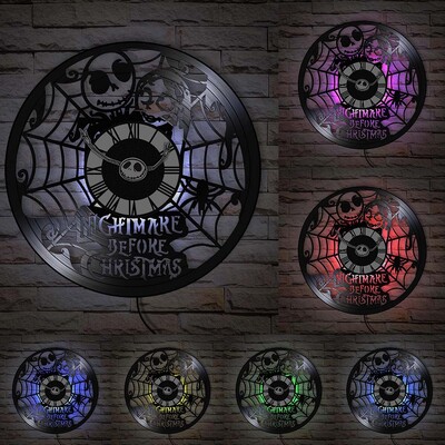 Trick Or Treat Halloweeni õudusunenägu Vinüülplaadiga seinakell kodukino jaoks Filmitoa sisustus Multifilmitegelased Dekoratiivne kell