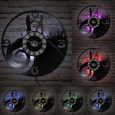 Trick Or Treat Halloweeni õudusunenägu Vinüülplaadiga seinakell kodukino jaoks Filmitoa sisustus Multifilmitegelased Dekoratiivne kell