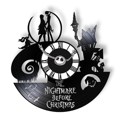 Trick Or Treat Halloweeni õudusunenägu Vinüülplaadiga seinakell kodukino jaoks Filmitoa sisustus Multifilmitegelased Dekoratiivne kell