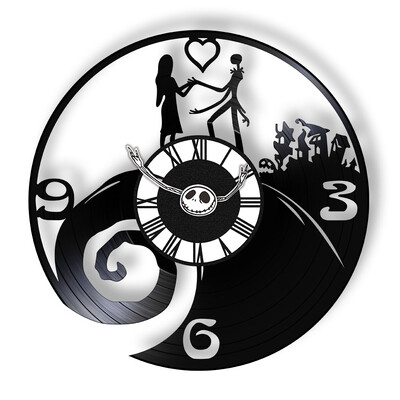 Trick Or Treat Halloweeni õudusunenägu Vinüülplaadiga seinakell kodukino jaoks Filmitoa sisustus Multifilmitegelased Dekoratiivne kell