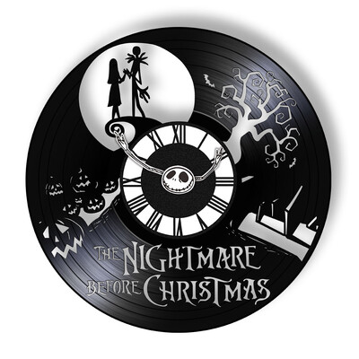 Trick Or Treat Halloweeni õudusunenägu Vinüülplaadiga seinakell kodukino jaoks Filmitoa sisustus Multifilmitegelased Dekoratiivne kell