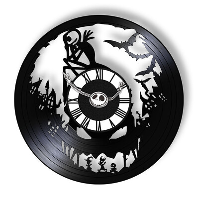 Trick Or Treat Halloweeni õudusunenägu Vinüülplaadiga seinakell kodukino jaoks Filmitoa sisustus Multifilmitegelased Dekoratiivne kell