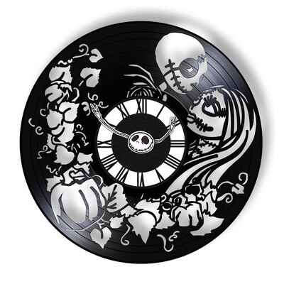 Trick Or Treat Halloweeni õudusunenägu Vinüülplaadiga seinakell kodukino jaoks Filmitoa sisustus Multifilmitegelased Dekoratiivne kell