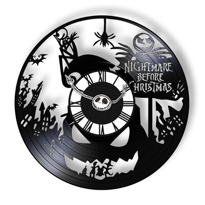 Trick Or Treat Halloweeni õudusunenägu Vinüülplaadiga seinakell kodukino jaoks Filmitoa sisustus Multifilmitegelased Dekoratiivne kell