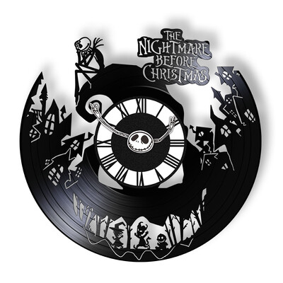 Trick Or Treat Halloweeni õudusunenägu Vinüülplaadiga seinakell kodukino jaoks Filmitoa sisustus Multifilmitegelased Dekoratiivne kell