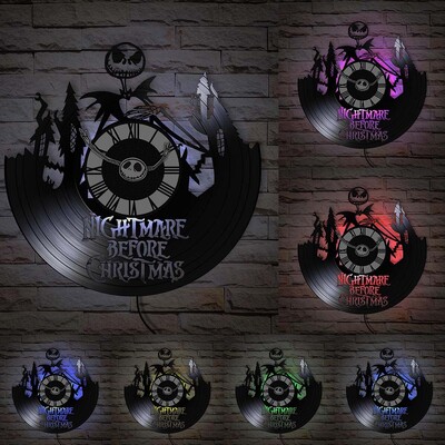 Trick Or Treat Halloweeni õudusunenägu Vinüülplaadiga seinakell kodukino jaoks Filmitoa sisustus Multifilmitegelased Dekoratiivne kell