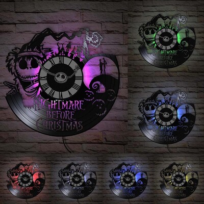 Trick Or Treat Halloweeni õudusunenägu Vinüülplaadiga seinakell kodukino jaoks Filmitoa sisustus Multifilmitegelased Dekoratiivne kell