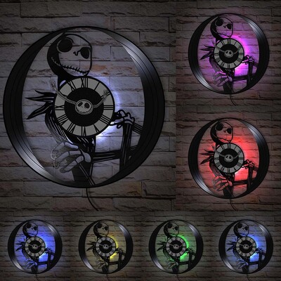 Trick Or Treat Halloweeni õudusunenägu Vinüülplaadiga seinakell kodukino jaoks Filmitoa sisustus Multifilmitegelased Dekoratiivne kell