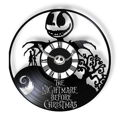 Trick Or Treat Halloweeni õudusunenägu Vinüülplaadiga seinakell kodukino jaoks Filmitoa sisustus Multifilmitegelased Dekoratiivne kell