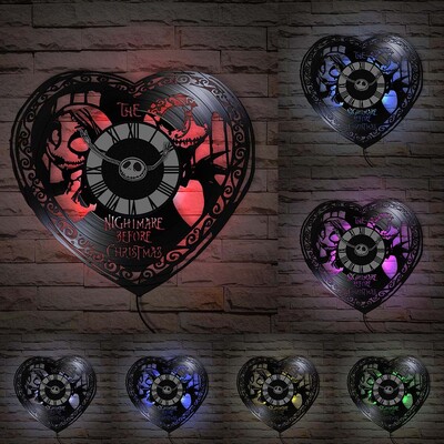 Trick Or Treat Halloweeni õudusunenägu Vinüülplaadiga seinakell kodukino jaoks Filmitoa sisustus Multifilmitegelased Dekoratiivne kell