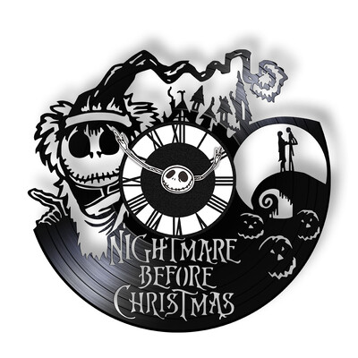 Trick Or Treat Halloweeni õudusunenägu Vinüülplaadiga seinakell kodukino jaoks Filmitoa sisustus Multifilmitegelased Dekoratiivne kell