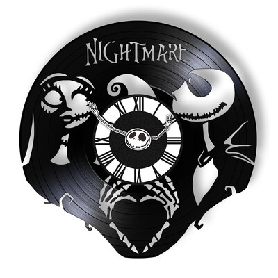 Trick Or Treat Halloweeni õudusunenägu Vinüülplaadiga seinakell kodukino jaoks Filmitoa sisustus Multifilmitegelased Dekoratiivne kell