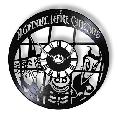 Trick Or Treat Halloweeni õudusunenägu Vinüülplaadiga seinakell kodukino jaoks Filmitoa sisustus Multifilmitegelased Dekoratiivne kell