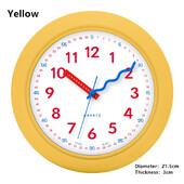 Miegamojo tylus laikrodis plastikinis geltonas modernus sieninis laikrodis Kūrybinė dovana vaikams miela svetainė namų dekoravimas stalinis laikrodis