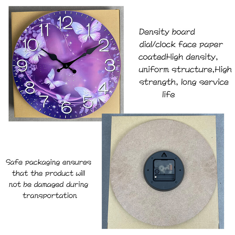 1 tk Silent Purple Butterfly seinakell kodu ja kontori sisekujunduseks – sobib ideaalselt elutuppa, magamistuppa, kööki – lihavõtted, uusaasta