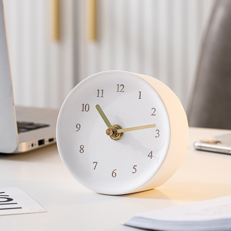 Minimalistlik tsemendist Nordic lauakell Ümmargune Betoonist lauakell Nordic Ins Kodukaunistus Kontori töölaua sisekujundus Kaunistused Kingitus