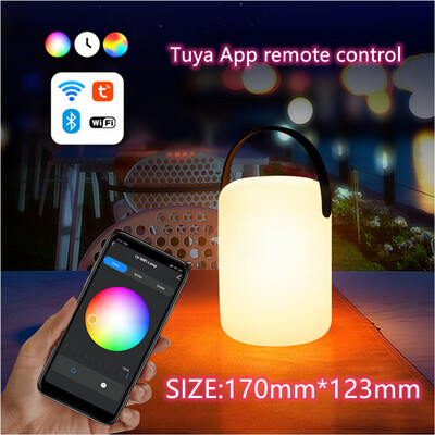 Tuya, 16 culori, telecomandă inteligentă RGB LED, în aer liber, impermeabilă, fără fir de masă, pentru camping, încărcare prin USB, decorare portabilă