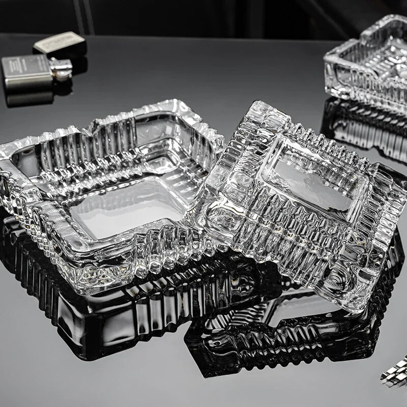 Scrumieră pătrată din sticlă transparentă KTV cu model de diamant hotel hotel scrumieră îngroșată