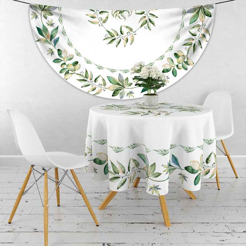 1PC Okrugli stolnjak s cvjetnim biljkama Vodootporan prekrivač za blagovaonski stol u boji Višenamjenski stolnjak suncokreta od 63 inča