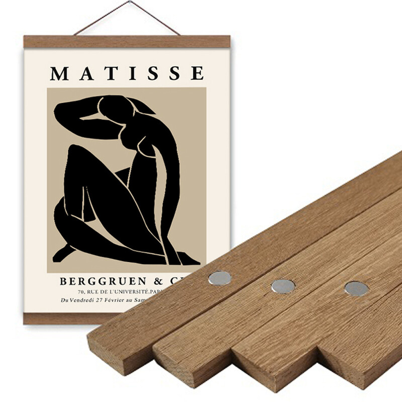 1PC Magnetni drveni okviri za vješalice za plakate za fotografije Zidna umjetnost Otisnuta na platnu Slika od borovine od tikovine Uređenje doma za dnevnu sobu