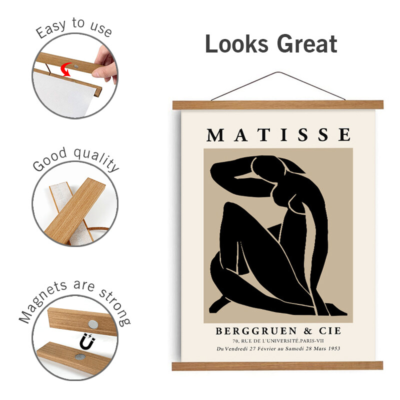 1PC Magnetni drveni okviri za vješalice za plakate za fotografije Zidna umjetnost Otisnuta na platnu Slika od borovine od tikovine Uređenje doma za dnevnu sobu