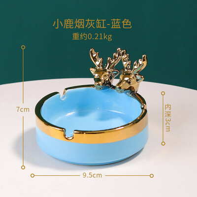 Ümmargune kullatud hirvede tuhatoos Armas loomakeraamiline tuhatoos Kontori elutoa kaunistus lauaarvuti hoiukarp Kingikunsti kaunistus