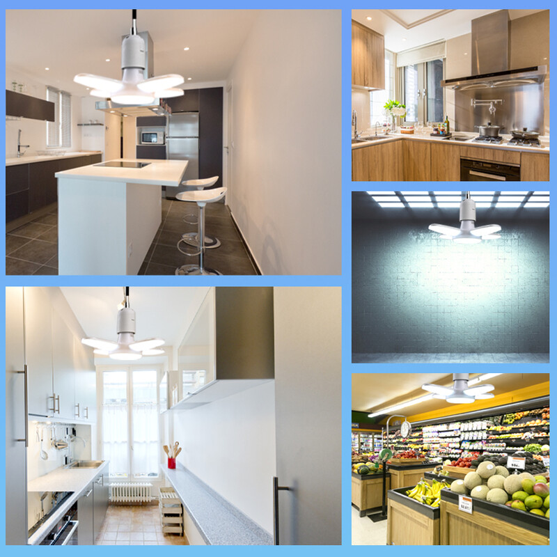 28W ventilaatori kujuga LED-pirn E27 LED-lamp kokkupandav 220V 110V lambipirnid kodu elutuppa lao garaaži laevalgusti