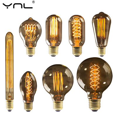 Bec Edison retro E27 220V 40W ST64 G80 G95 G125 fiola Bec Edison vintage Lampă incandescentă Bec cu filament Decor pentru casă