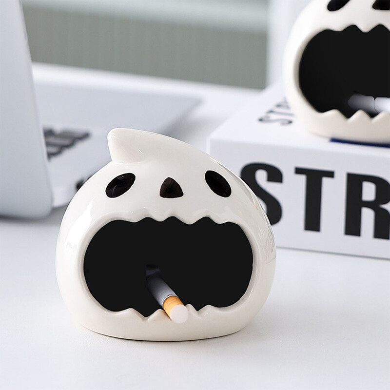 Keramikinė peleninė – Creative Cute Ghost peleninė Šiuolaikinė paprasta keraminė buitinė peleninių ekranų kolekcija Helovino linksmas vaiduoklis