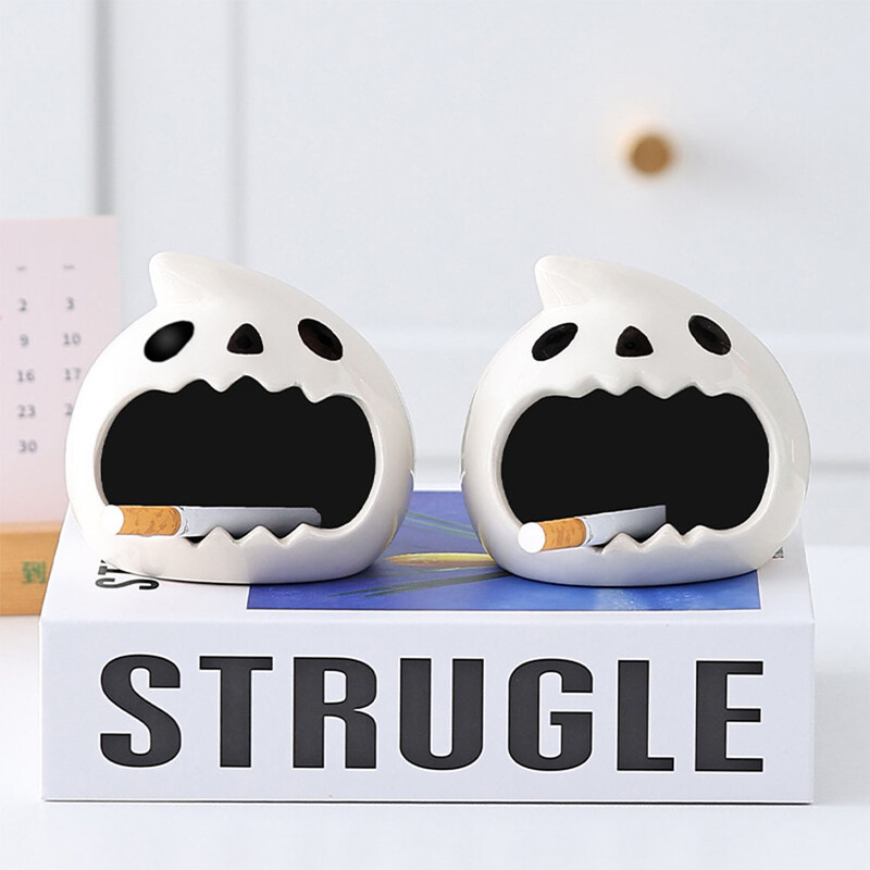 Keramikinė peleninė – Creative Cute Ghost peleninė Šiuolaikinė paprasta keraminė buitinė peleninių ekranų kolekcija Helovino linksmas vaiduoklis