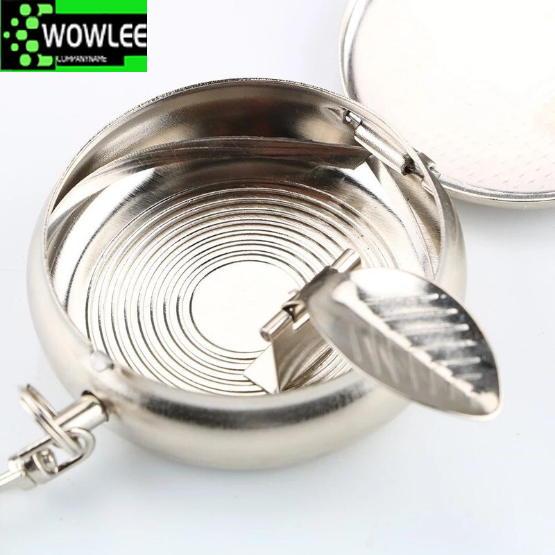 Nauja mini nerūdijančio plieno kišeninė peleninė transporto priemonė, nešiojama su raktų pakabuku cigarų rūkymo padėklu