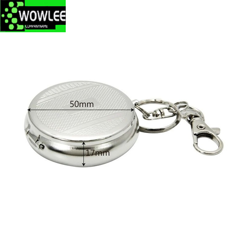 Nauja mini nerūdijančio plieno kišeninė peleninė transporto priemonė, nešiojama su raktų pakabuku cigarų rūkymo padėklu