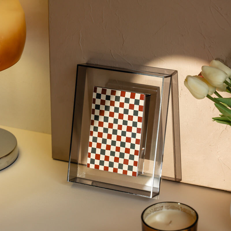 Cutie pentru rame foto din acril transparent de 5 inchi Suport pentru carduri foto Suport de afișare pentru imagini Cadru interior Decor pentru birou pentru birou