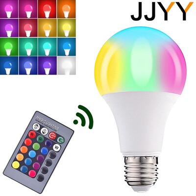 JJYY 1PC E27 Becuri RGB Becuri LED cu schimbare de culoare RGB 16 Lampă cu telecomandă cu schimbare de culoare 3/5/10/15W