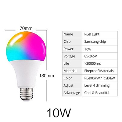 JJYY 1PC E27 Becuri RGB Becuri LED cu schimbare de culoare RGB 16 Lampă cu telecomandă cu schimbare de culoare 3/5/10/15W