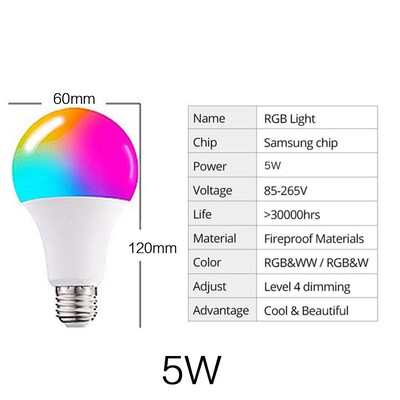 JJYY 1PC E27 Becuri RGB Becuri LED cu schimbare de culoare RGB 16 Lampă cu telecomandă cu schimbare de culoare 3/5/10/15W