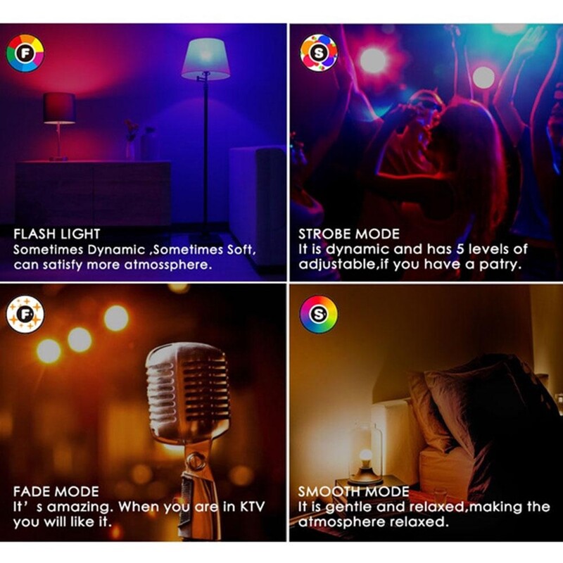 JJYY 1PC E27 Becuri RGB Becuri LED cu schimbare de culoare RGB 16 Lampă cu telecomandă cu schimbare de culoare 3/5/10/15W