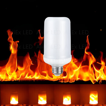 Hot 9W E14 E27 B22 LED пламък крушка Fire лампа Царевица крушка трептене LED светлина динамичен пламък ефект AC110V 220V за домашно осветление