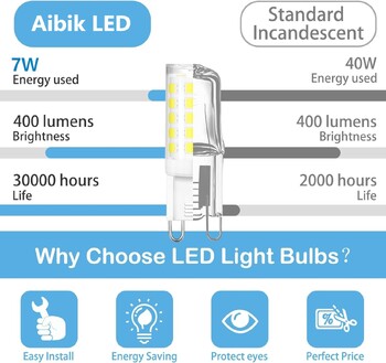 10 τμχ Φωτεινή λάμπα LED G9 AC220V 7W Κεραμική λάμπα LED SMD2835 Θερμό/Ψυχρό Λευκό Spotlight αντικαθιστά το φως αλογόνου χονδρική